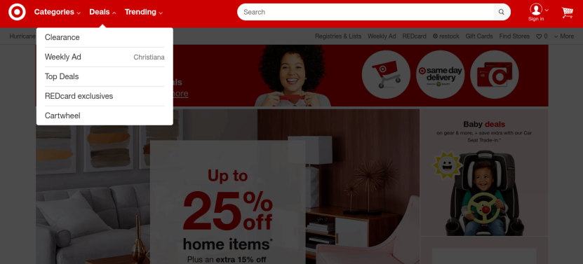 Increasing ecommerce conversion rate tip: Target offers different deals