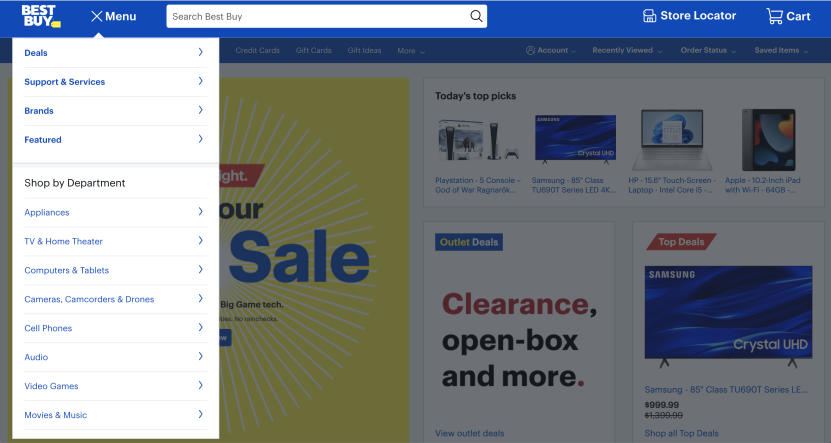 Best buy navigation