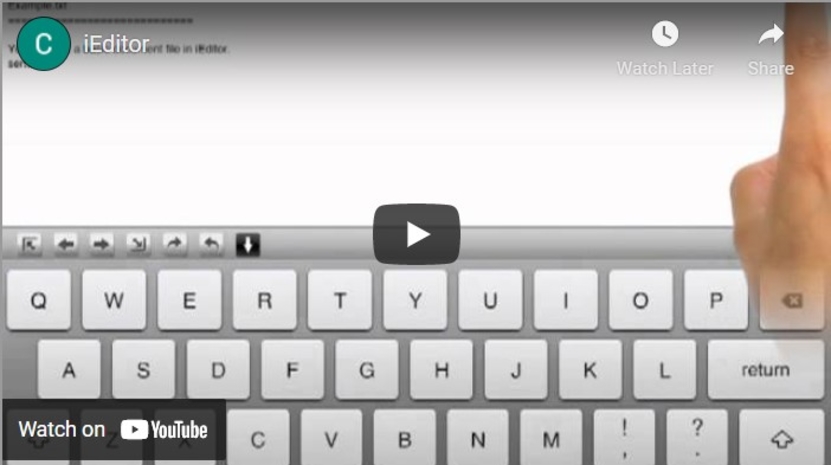 Virtual keyboard on a screen with a hand touching keys, shown in a YouTube video demo.