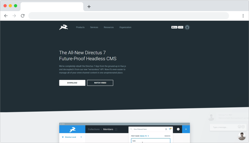 Open source headless CMS platform example: Directus