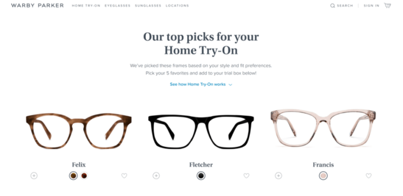 Image. Warby Parker, the eyewear brand, has taken their quiz a step further.