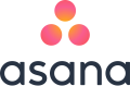 Asana logo with three gradient circles above the brand name