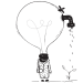 Creative drawing of a light bulb with a water faucet watering a plant.