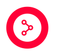 Red circle with a network icon inside on a black background.